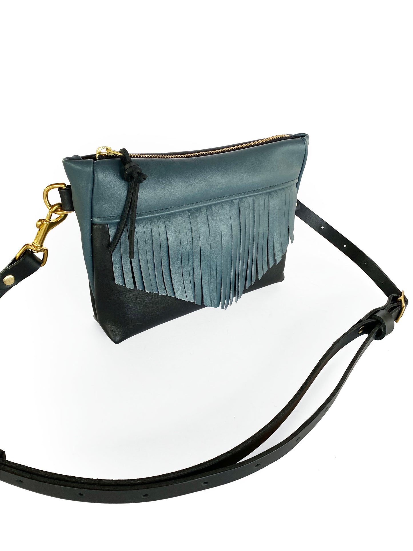 Cosmos Fringe Bag in midnight and petrol