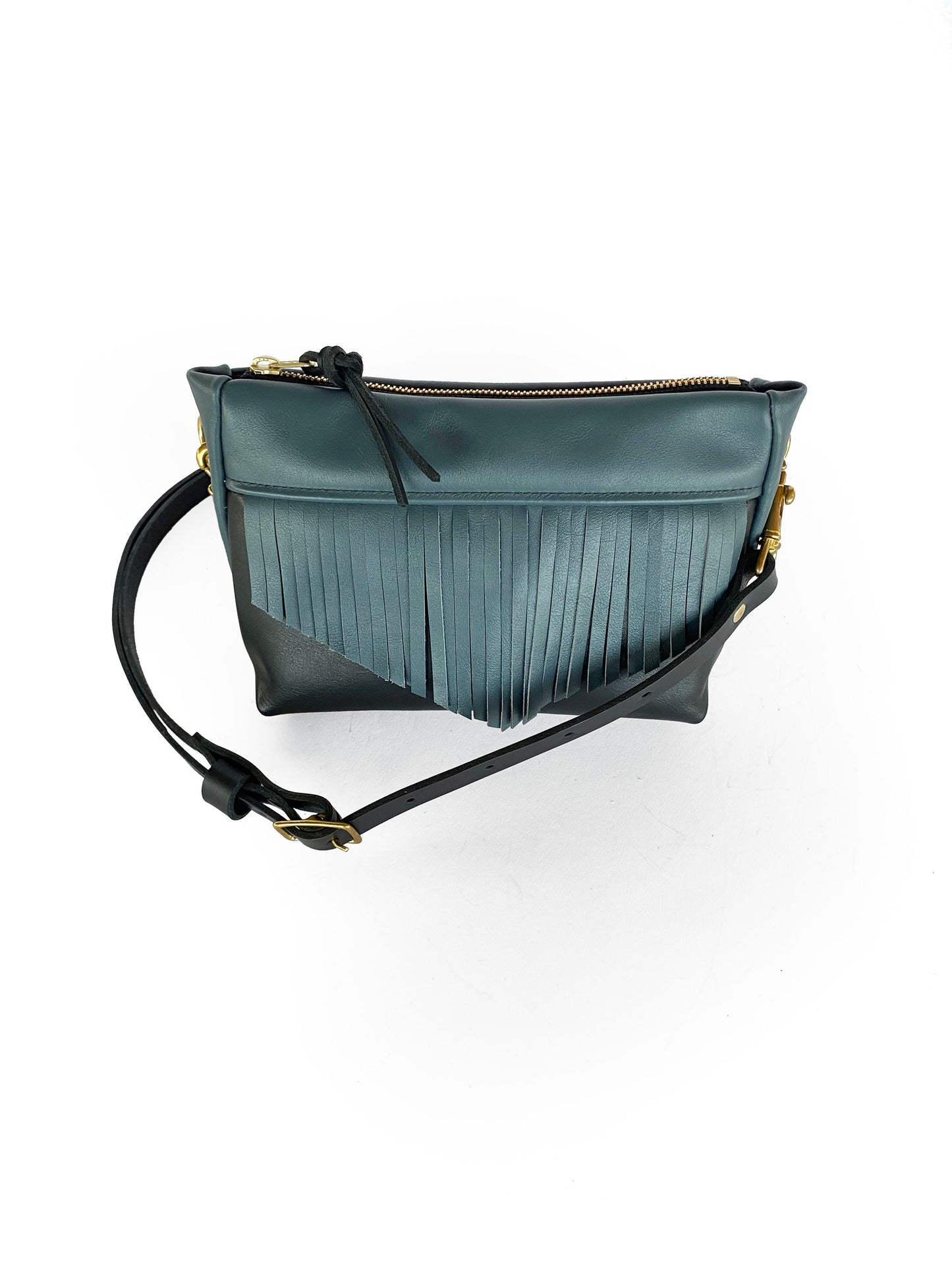 Cosmos Fringe Bag in midnight and petrol