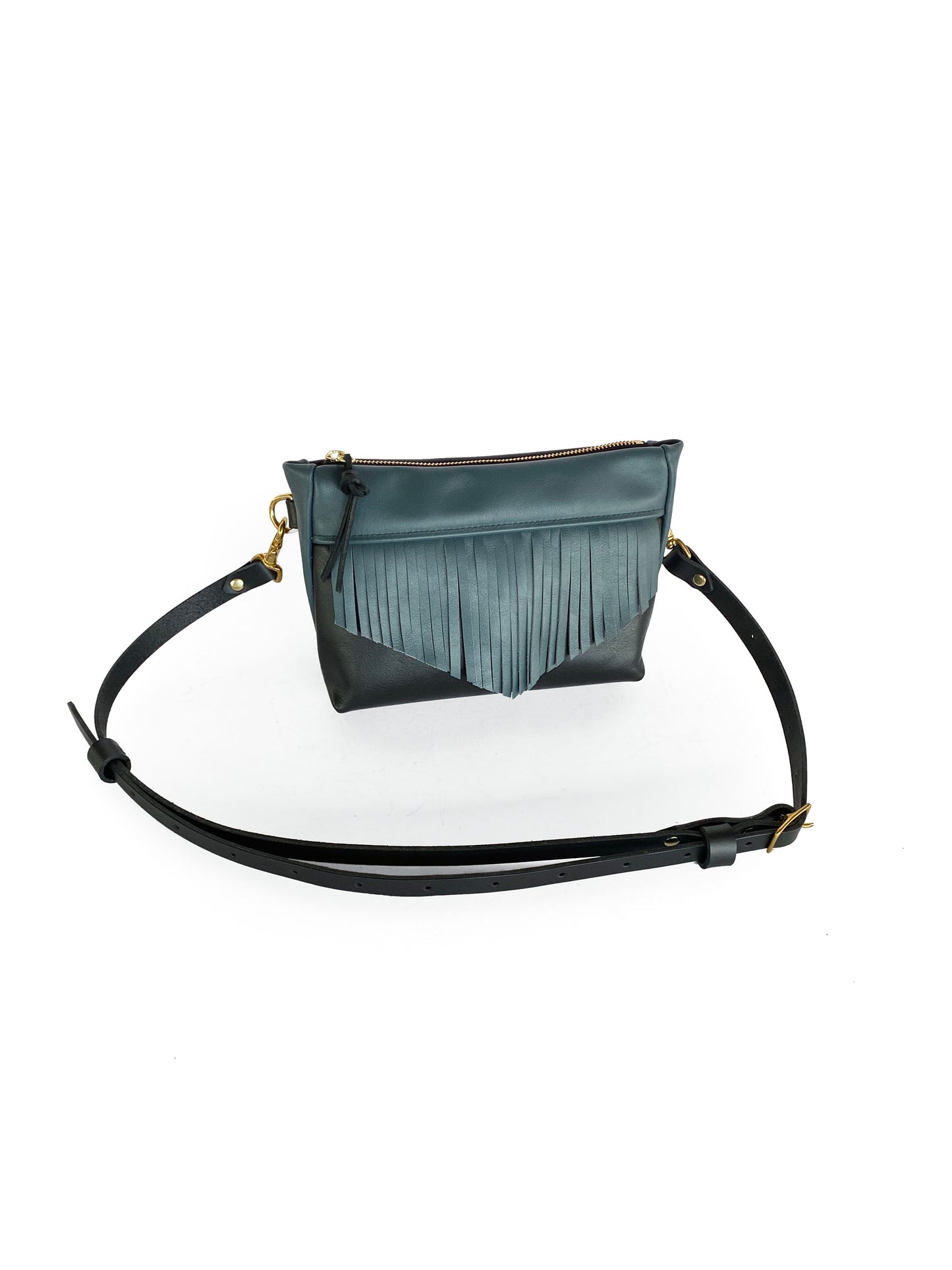 Cosmos Fringe Bag in midnight and petrol