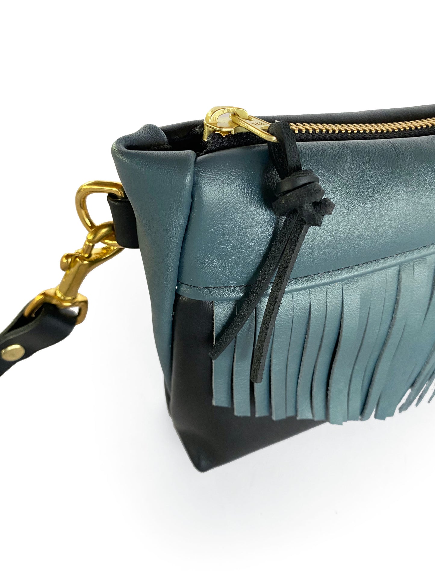 Cosmos Fringe Bag in midnight and petrol