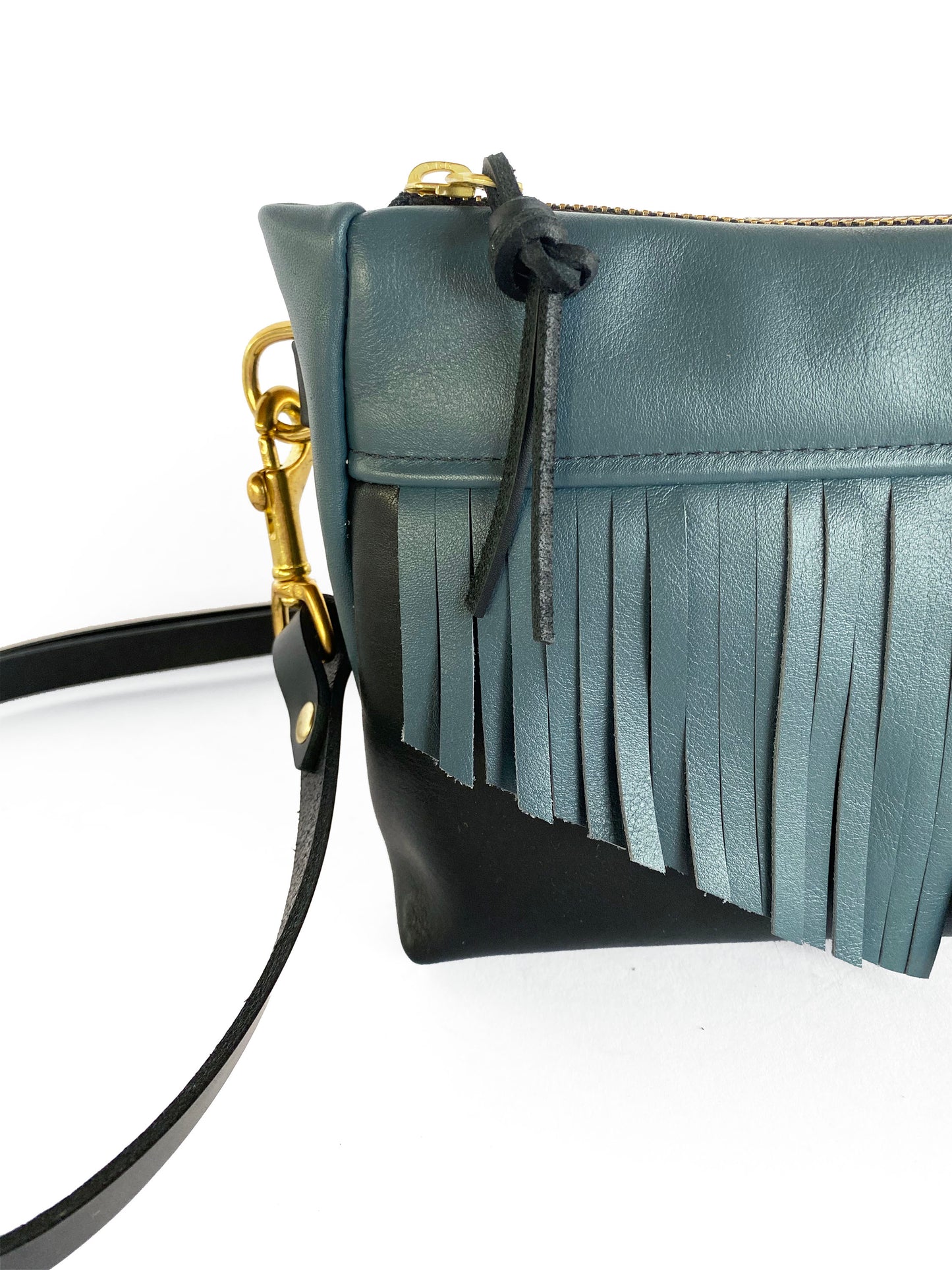 Cosmos Fringe Bag in midnight and petrol