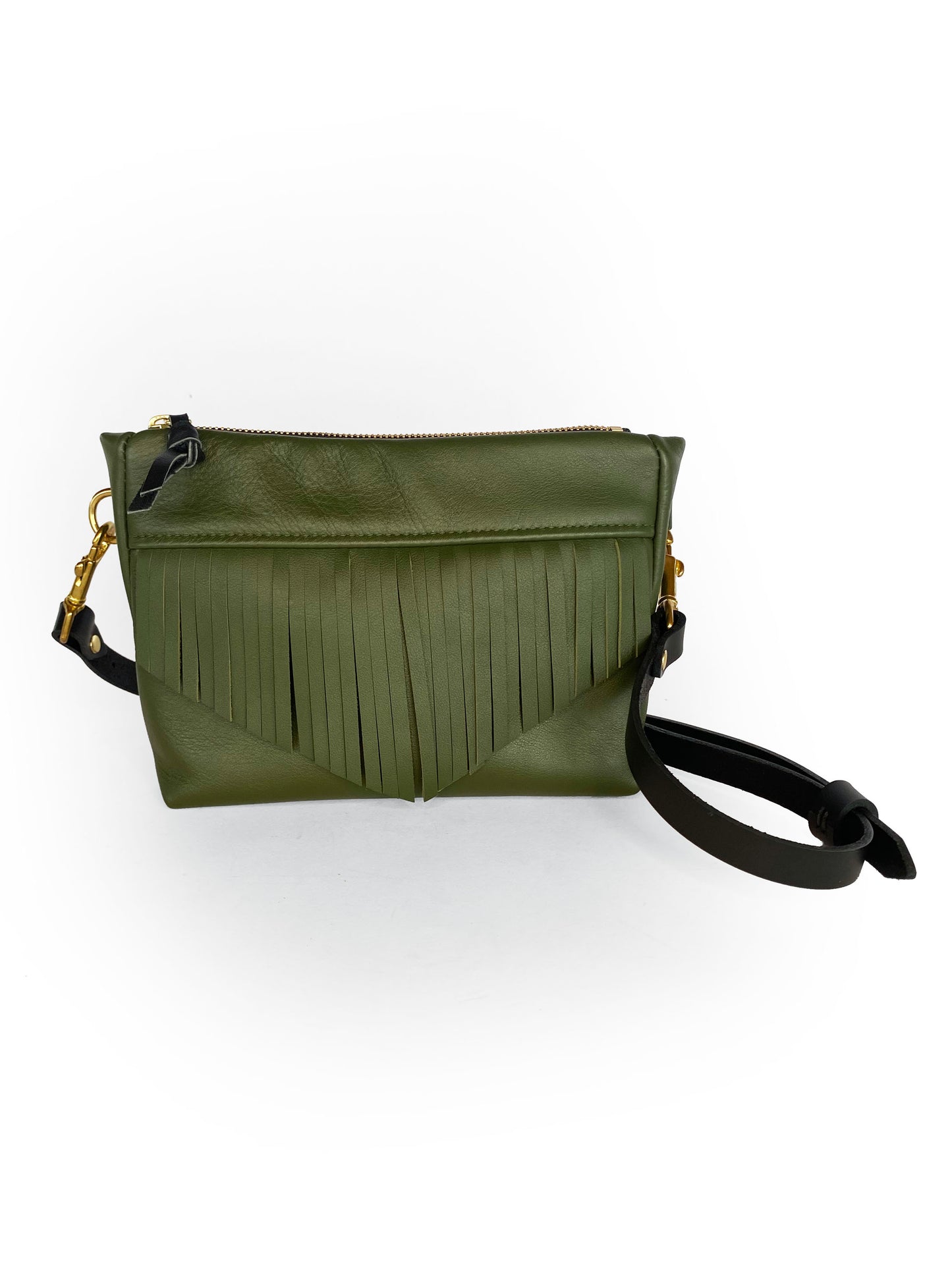 Cosmos Fringe Bag in dark moss