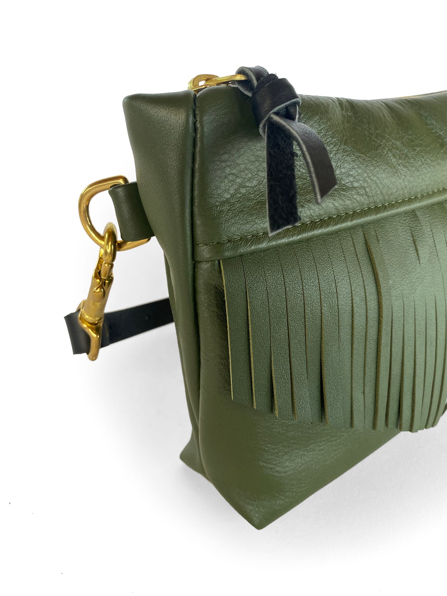 Cosmos Fringe Bag in dark moss