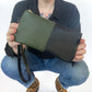 Ivy Clutch Wallet in dark moss and midnight