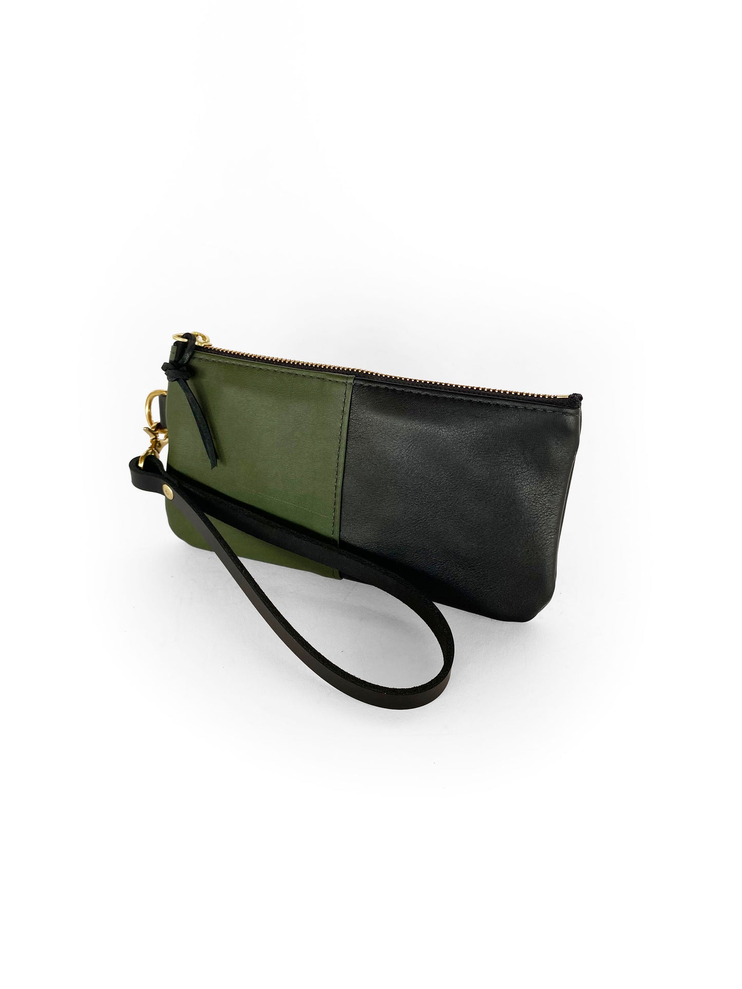 Ivy Clutch Wallet in dark moss and midnight