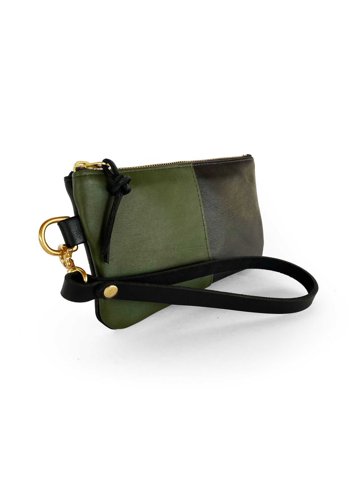 Ivy Clutch Wallet in dark moss and midnight