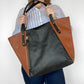 Willow Tote in midnight and cinnamon