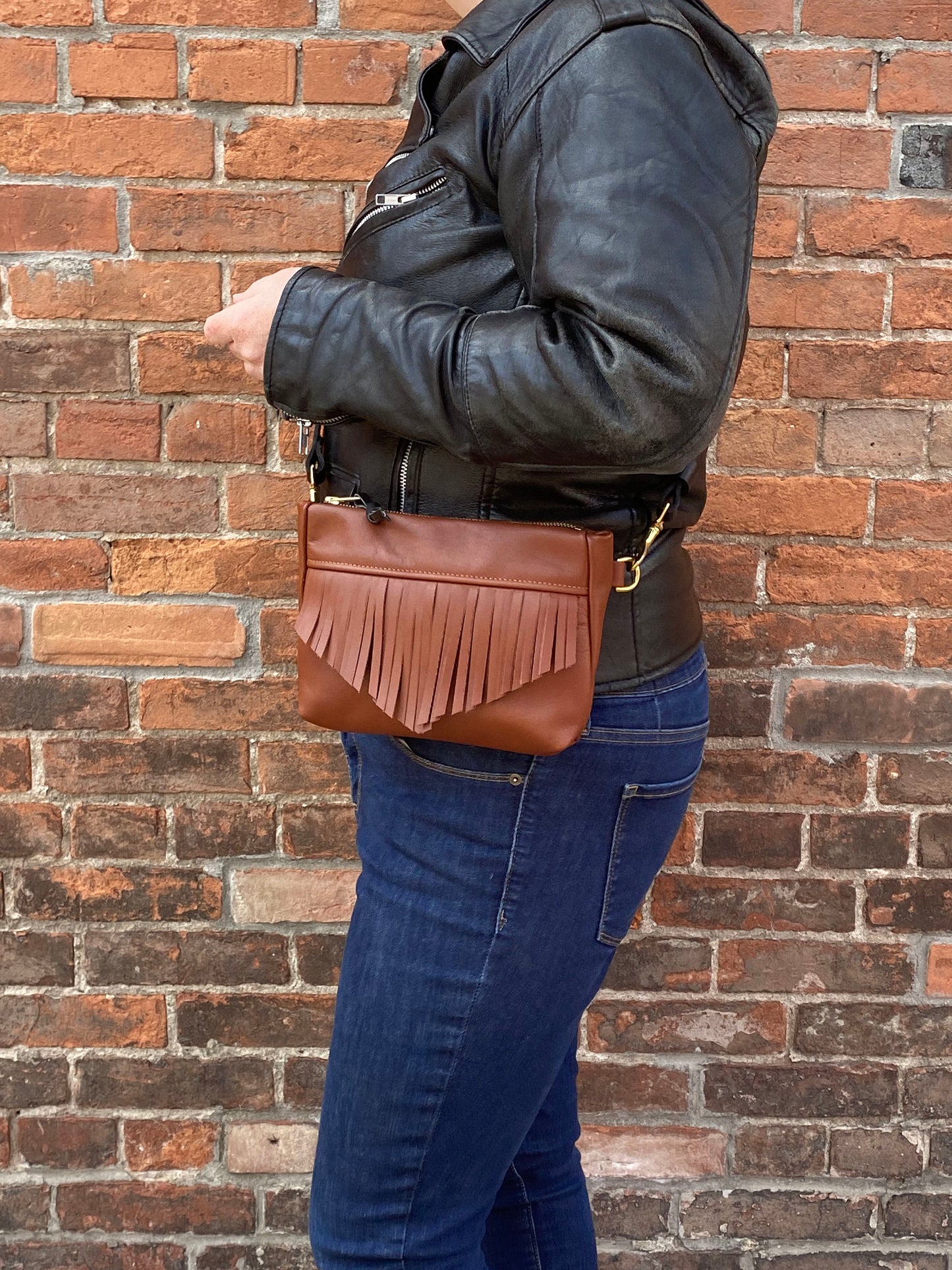 Cosmos Fringe Bag in cinnamon