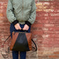 Large Dahlia Backpack in midnight and cinnamon