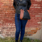 Morel Purse in midnight and cinnamon