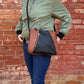 Morel Purse in midnight and cinnamon